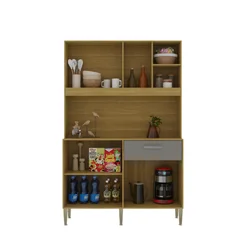Kit Cozinha 5 Portas 1 Gaveta 2539 Freijó Gris 8977 - Kits Paraná